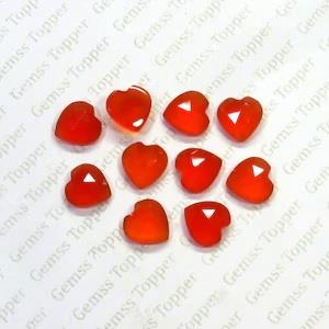Carnelian 10x10 mm Heart Shape Rose Cut